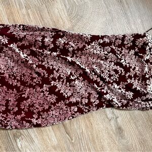 Floral Velvet Dress in Burgundy and Pink